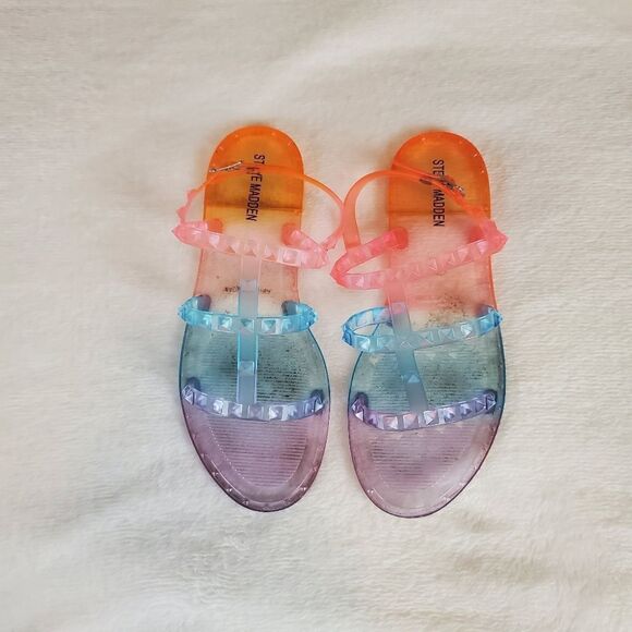 Steve Madden Rainbow Jelly Sandals Size 4 - Picture 1 of 7